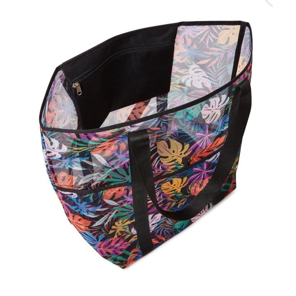 Time And Tru Mesh Beach Tote Tropical Large Grocery Bag NWT - Picture 3 of 8